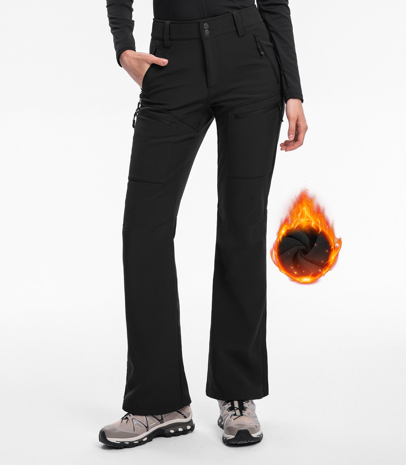 Pantaloni da sci da donna foderati in pile impermeabili - SnowVenture W039