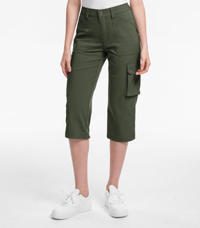 Women's Cargo Capris Pants High Waist Waterproof Hiking - HikerFlex W012