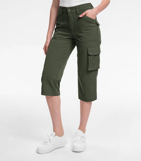 Women's Cargo Capris Pants High Waist Waterproof Hiking - HikerFlex W012