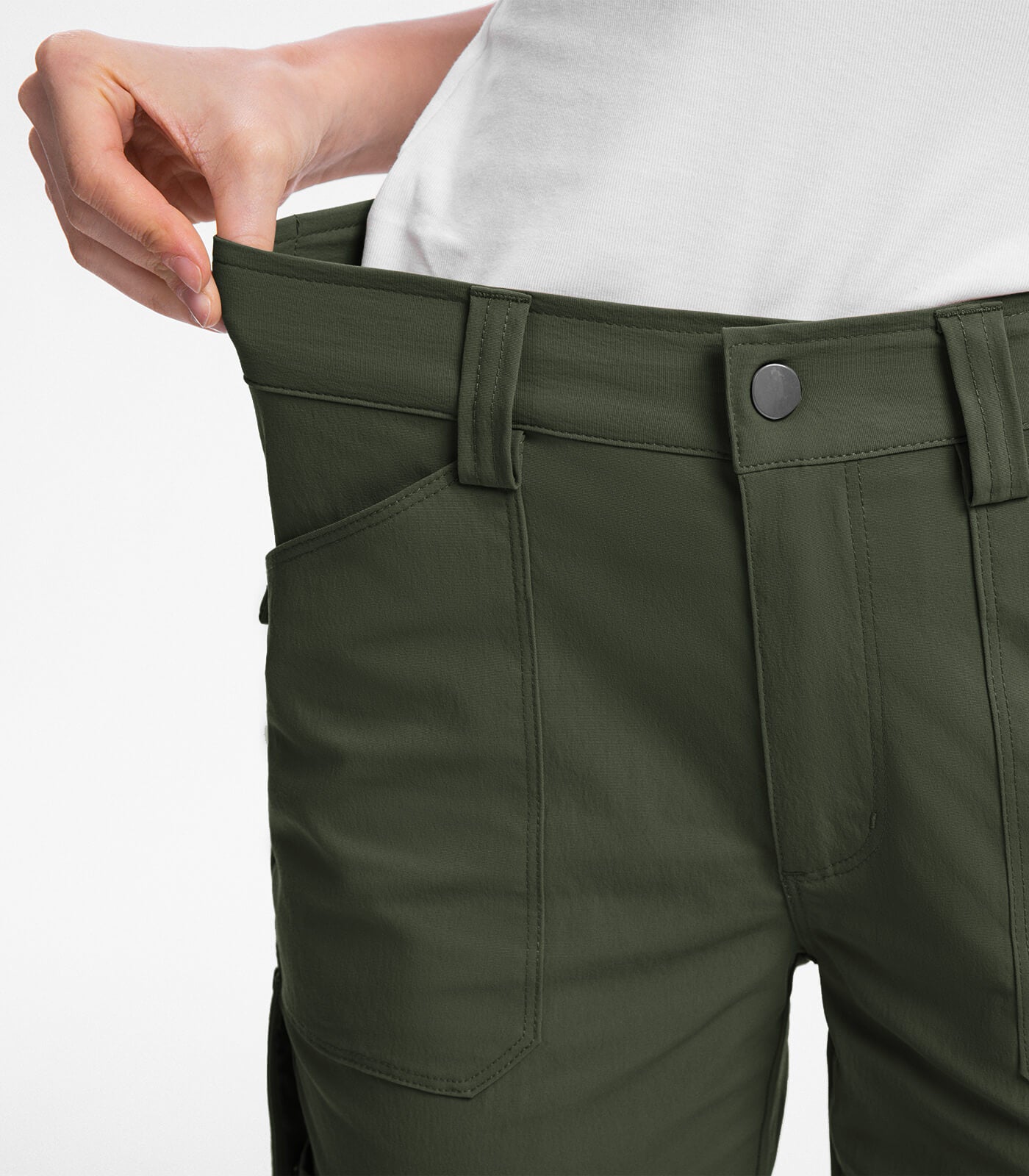 Women's Cargo Capris Pants High Waist Waterproof Hiking - HikerFlex W012