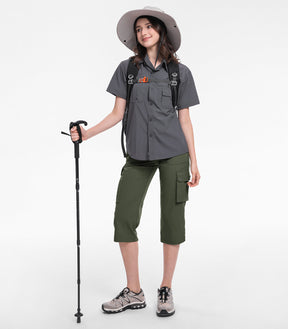 Women's Cargo Capris Pants High Waist Waterproof Hiking - HikerFlex W012