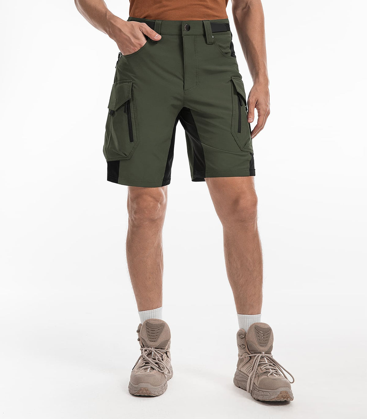 Men's Outdoor Quick Dry Lightweight Stretchy Shorts for Hiking #Color_Army Green