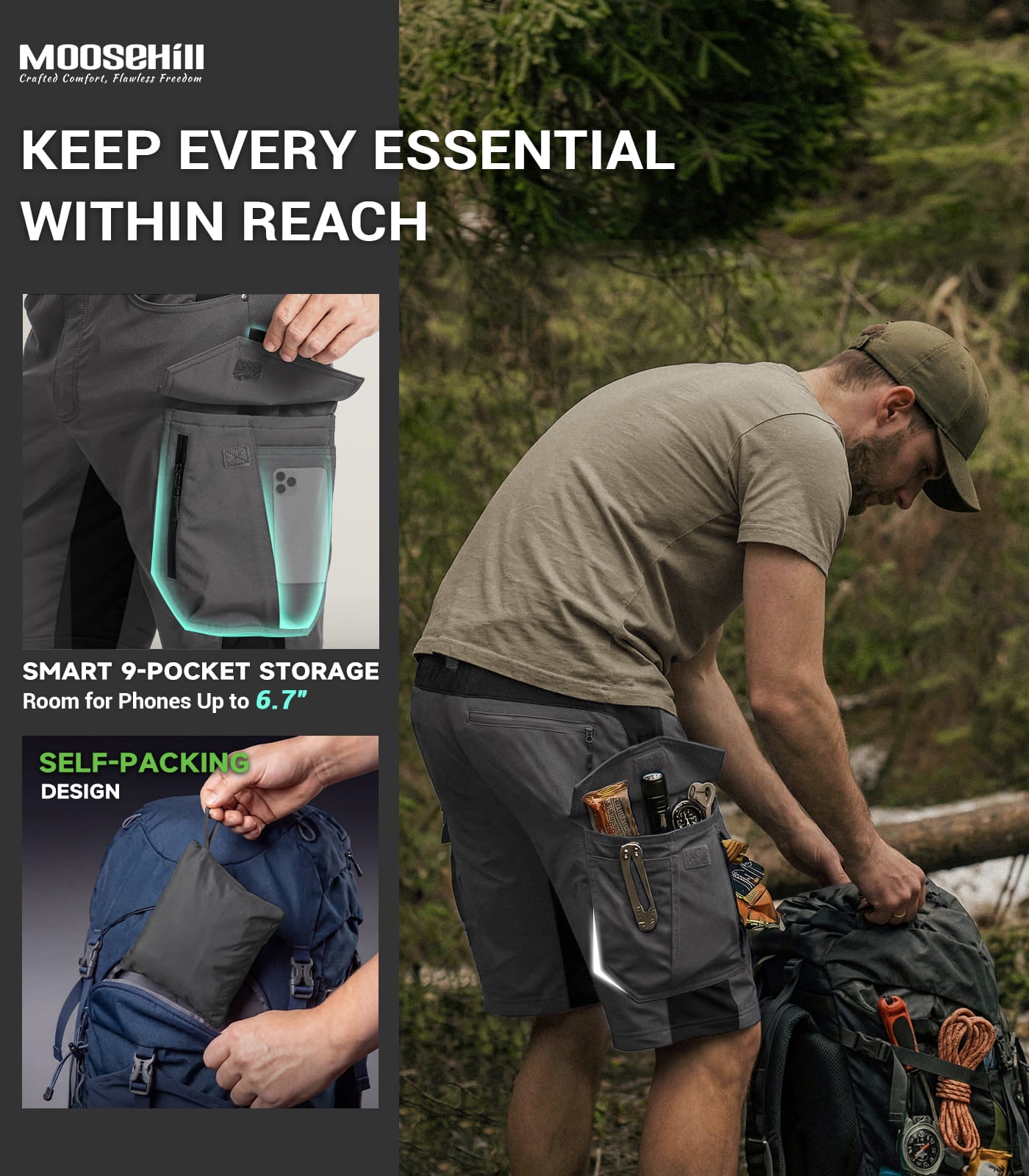 Men's Cargo Hiking Shorts - TrailPioneer M066