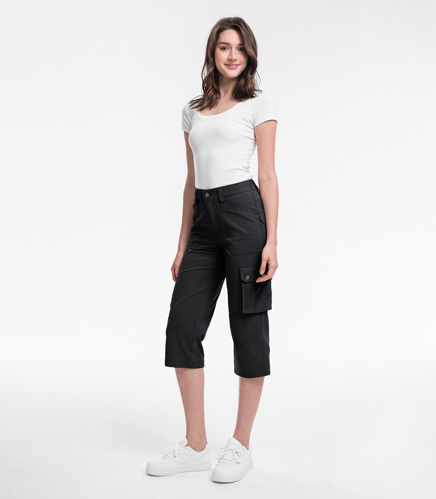 Women's Cargo Capris Pants High Waist Waterproof Hiking - HikerFlex W012