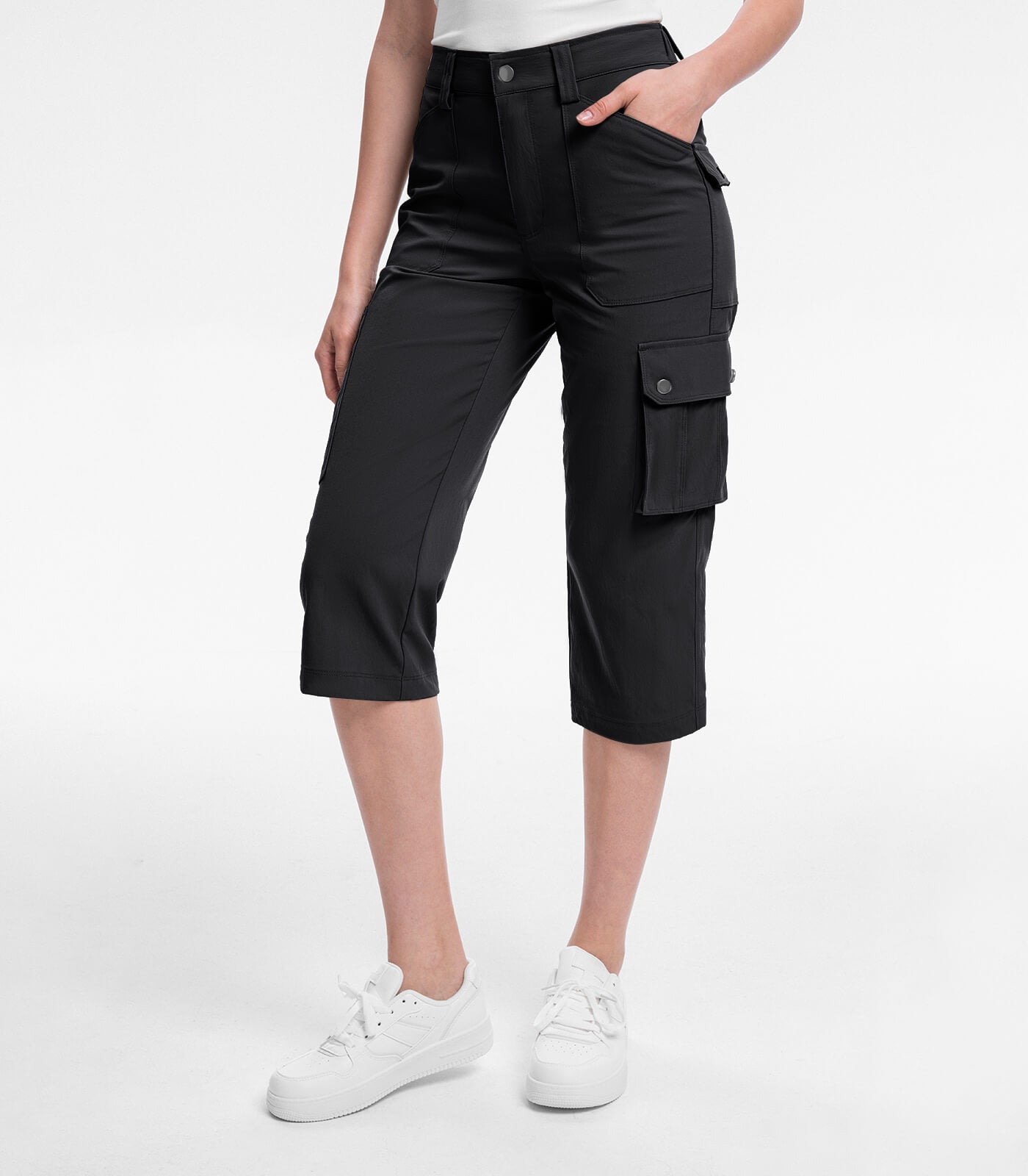 Women's Cargo Capris Pants High Waist Waterproof Hiking - HikerFlex W012
