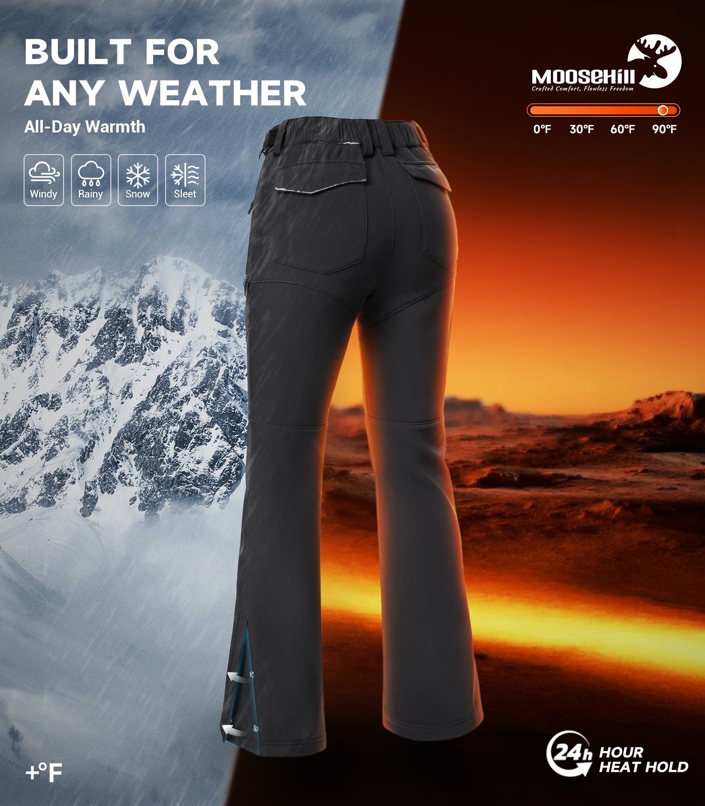 Damen Schneeski-Fleece-gefütterte Hose - SnowVenture W050