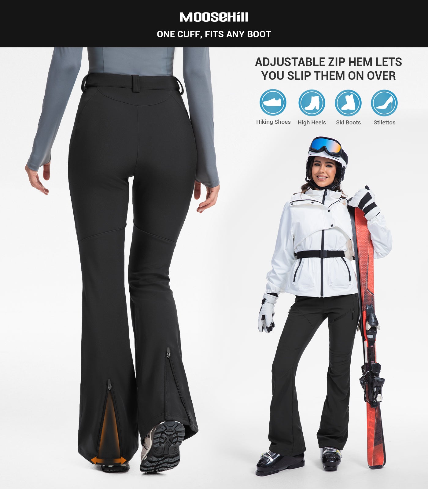 Pantaloni pentru femei de schi pe zăpadă căptușiți cu fleece - SnowVenture W051