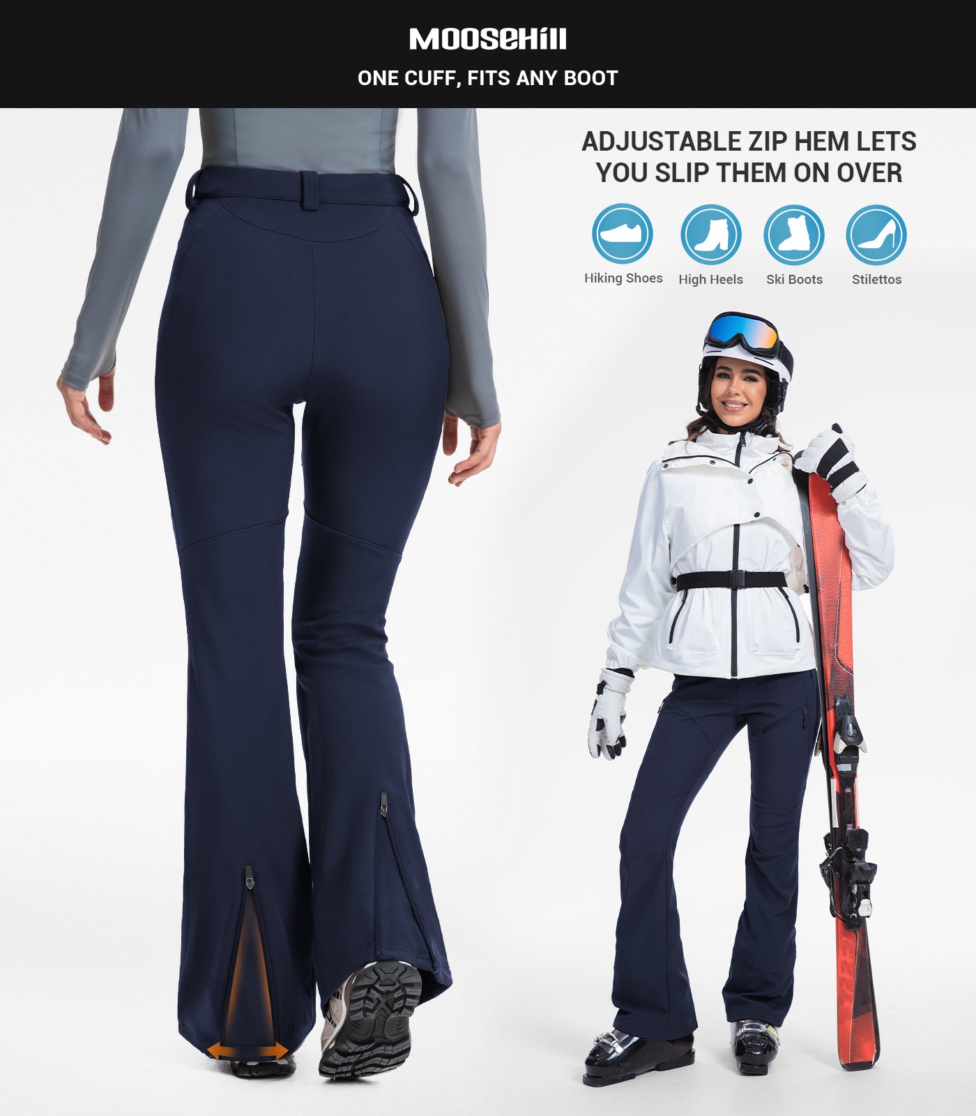 Pantaloni pentru femei de schi pe zăpadă căptușiți cu fleece - SnowVenture W051