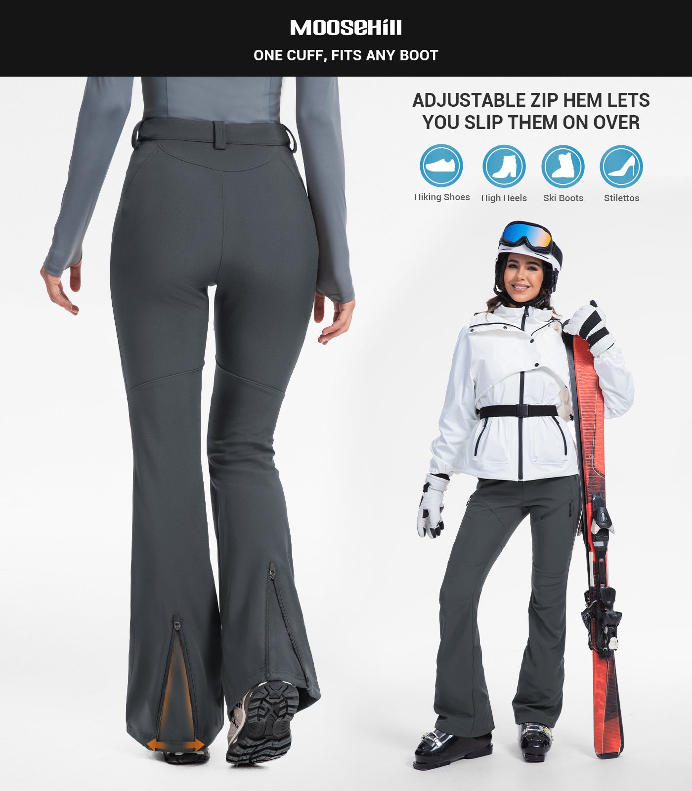 Pantaloni pentru femei de schi pe zăpadă căptușiți cu fleece - SnowVenture W051