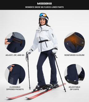 Pantaloni pentru femei de schi pe zăpadă căptușiți cu fleece - SnowVenture W051