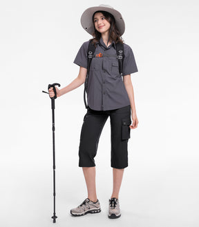 Women's Cargo Capris Pants High Waist Waterproof Hiking - HikerFlex W012