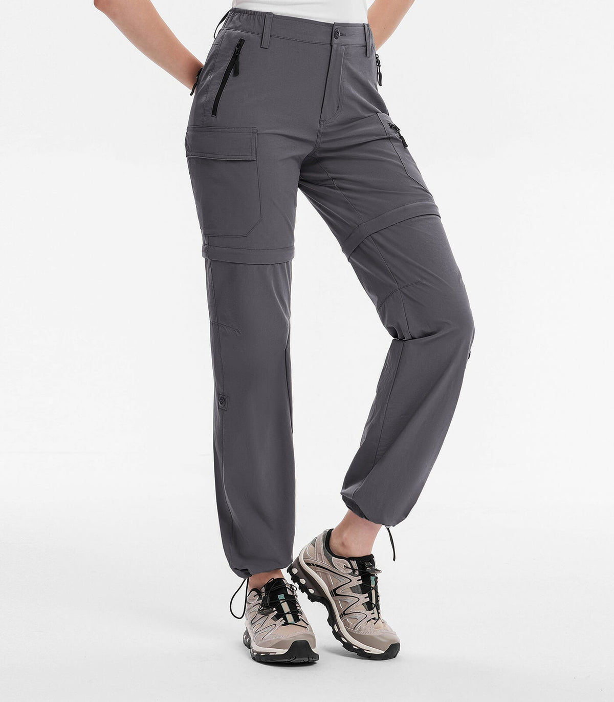 Women's Hiking Pants Convertible Zip Off Quick Dry Pants #Color_Light Grey