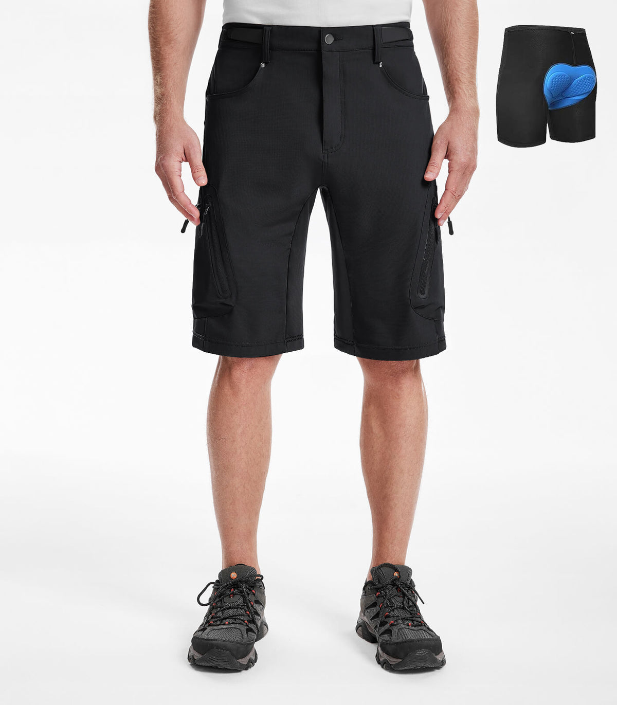 Men's Hiking Cargo Shorts #Color_Black
