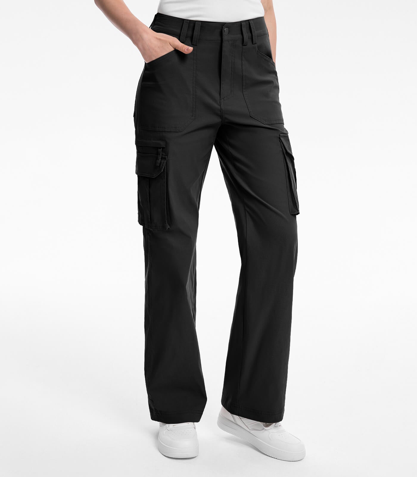 Pantaloni da trekking cargo da donna a vita alta - HikerFlex W037