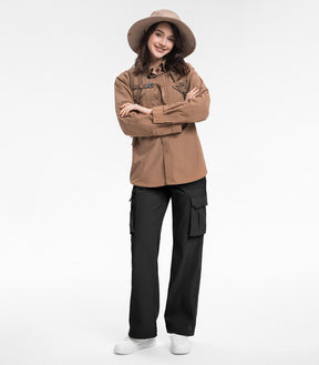 Pantaloni da trekking cargo da donna a vita alta - HikerFlex W037