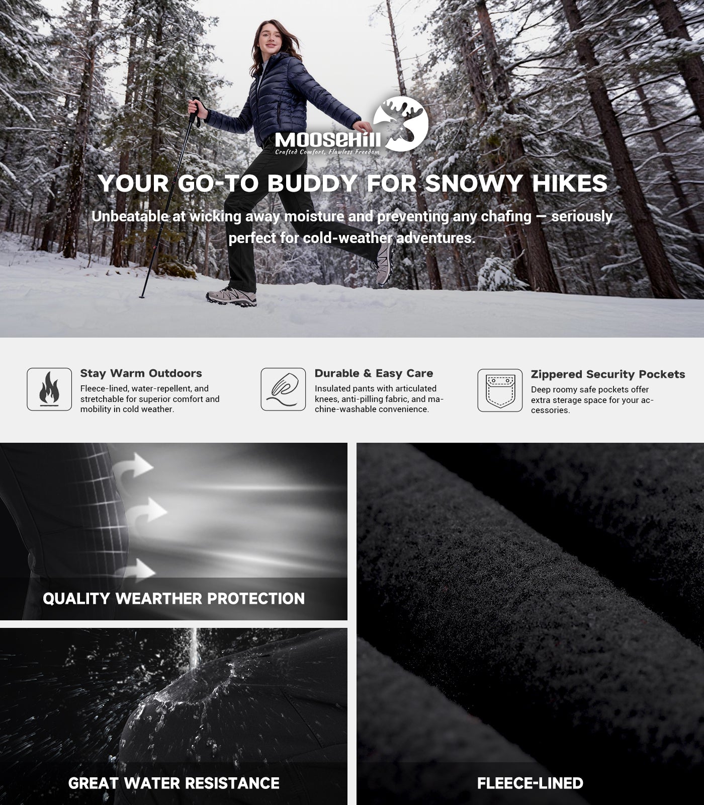 Pantalones de Senderismo para Esquí de Nieve para Mujer - SnowVenture W003