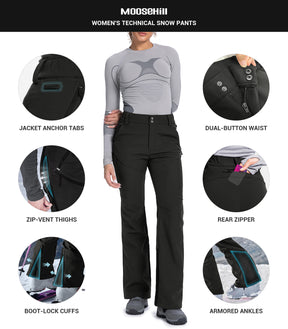 Pantaloni da sci da donna foderati in pile - SnowVenture W048