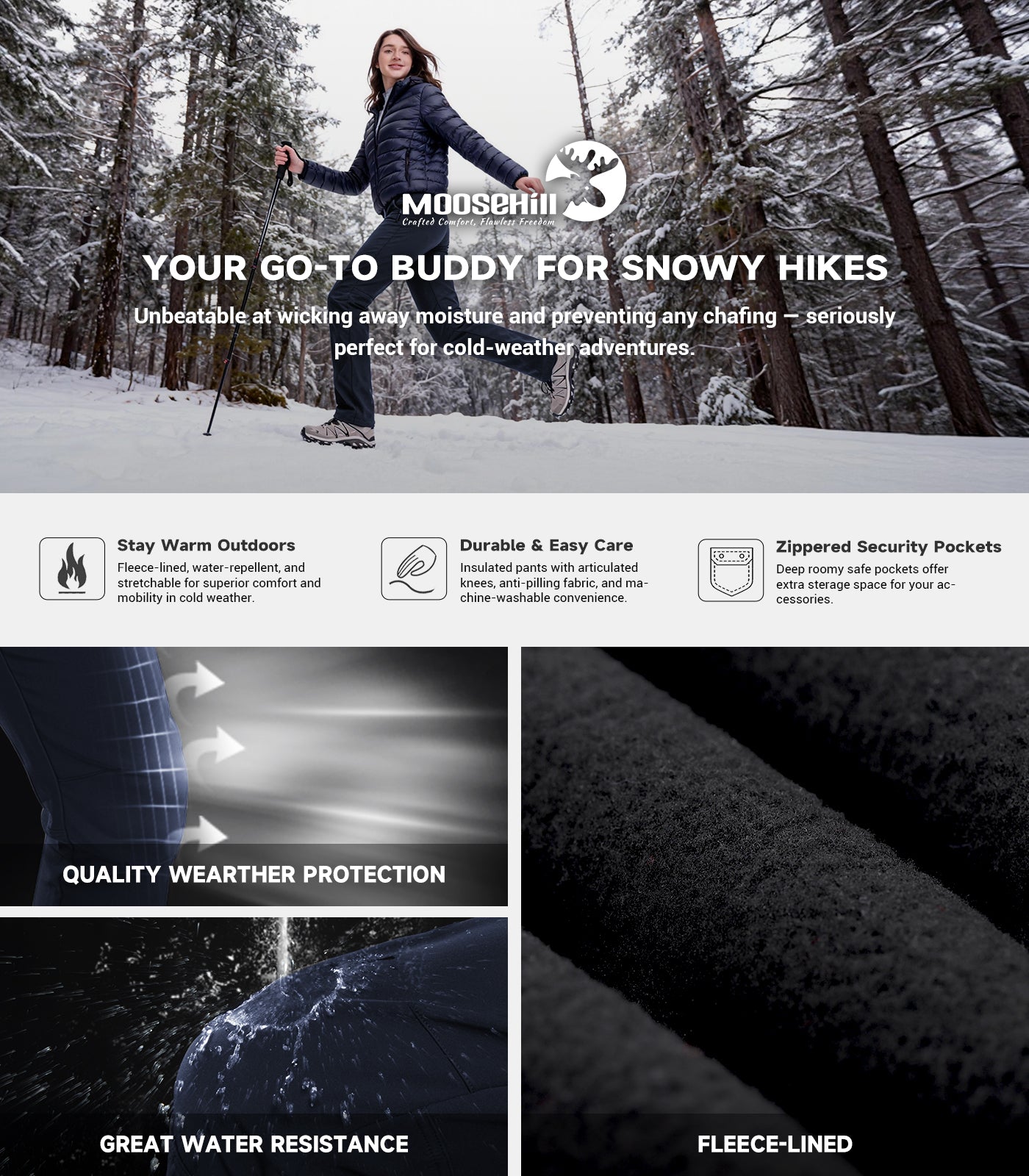Pantalones de Senderismo para Esquí de Nieve para Mujer - SnowVenture W003