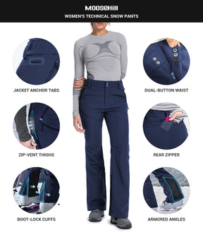 Pantaloni da sci da donna foderati in pile - SnowVenture W048