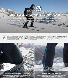 Pantaloni pentru bărbați de schi pe zăpadă căptușiți cu fleece - SnowVenture M055