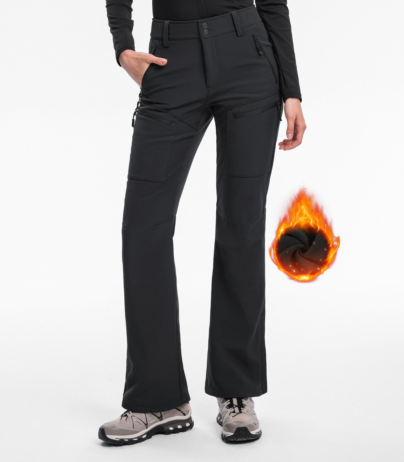 Pantaloni da sci da donna foderati in pile impermeabili - SnowVenture W039