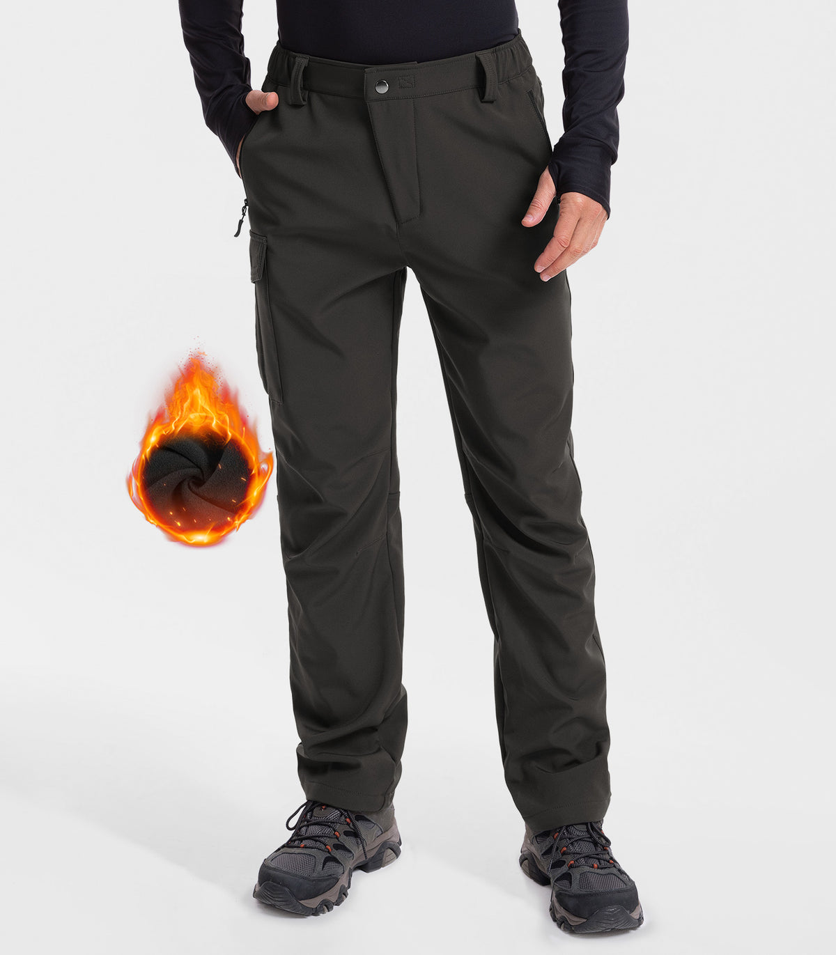 Men's Fleece Lined Hiking Pants #Color_dark grey