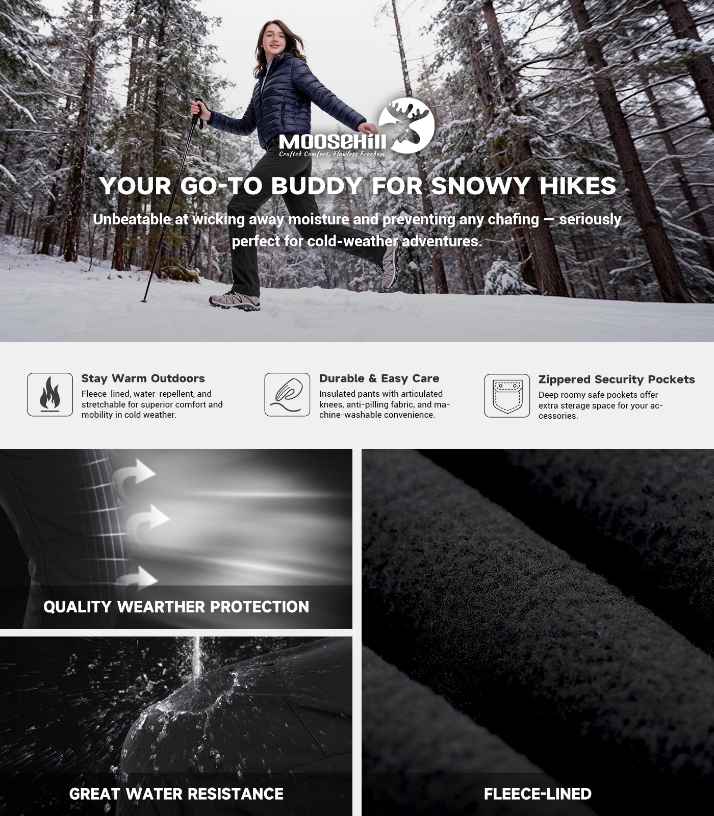 Pantalones de Senderismo para Esquí de Nieve para Mujer - SnowVenture W003
