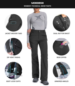 Pantaloni da sci da donna foderati in pile - SnowVenture W048