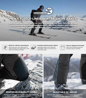 Pantaloni pentru bărbați de schi pe zăpadă căptușiți cu fleece - SnowVenture M055