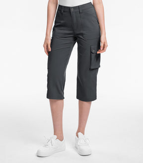 Women's Cargo Capris Pants High Waist Waterproof Hiking - HikerFlex W012