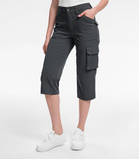 Women's Cargo Capris Pants High Waist Waterproof Hiking - HikerFlex W012