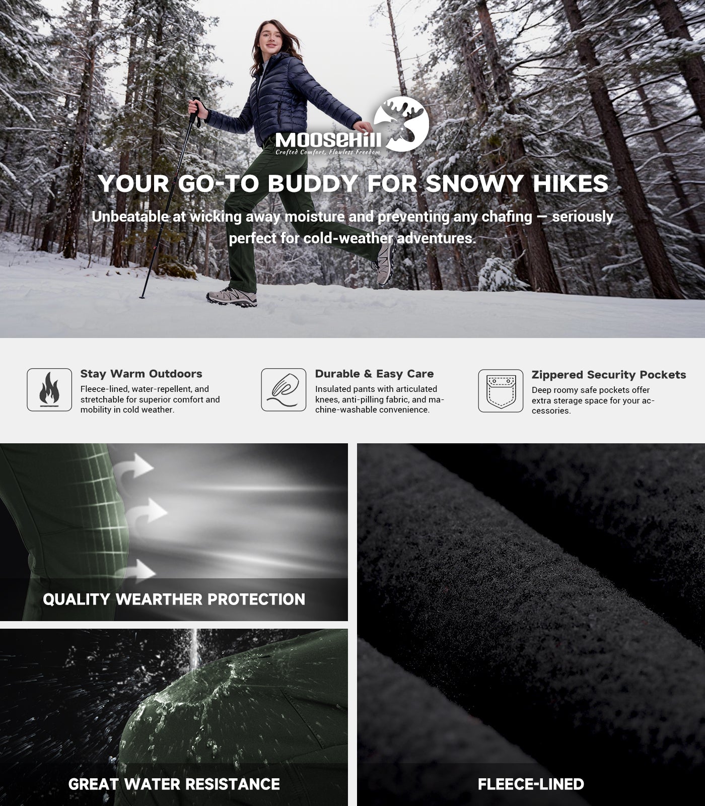 Pantalones de Senderismo para Esquí de Nieve para Mujer - SnowVenture W003