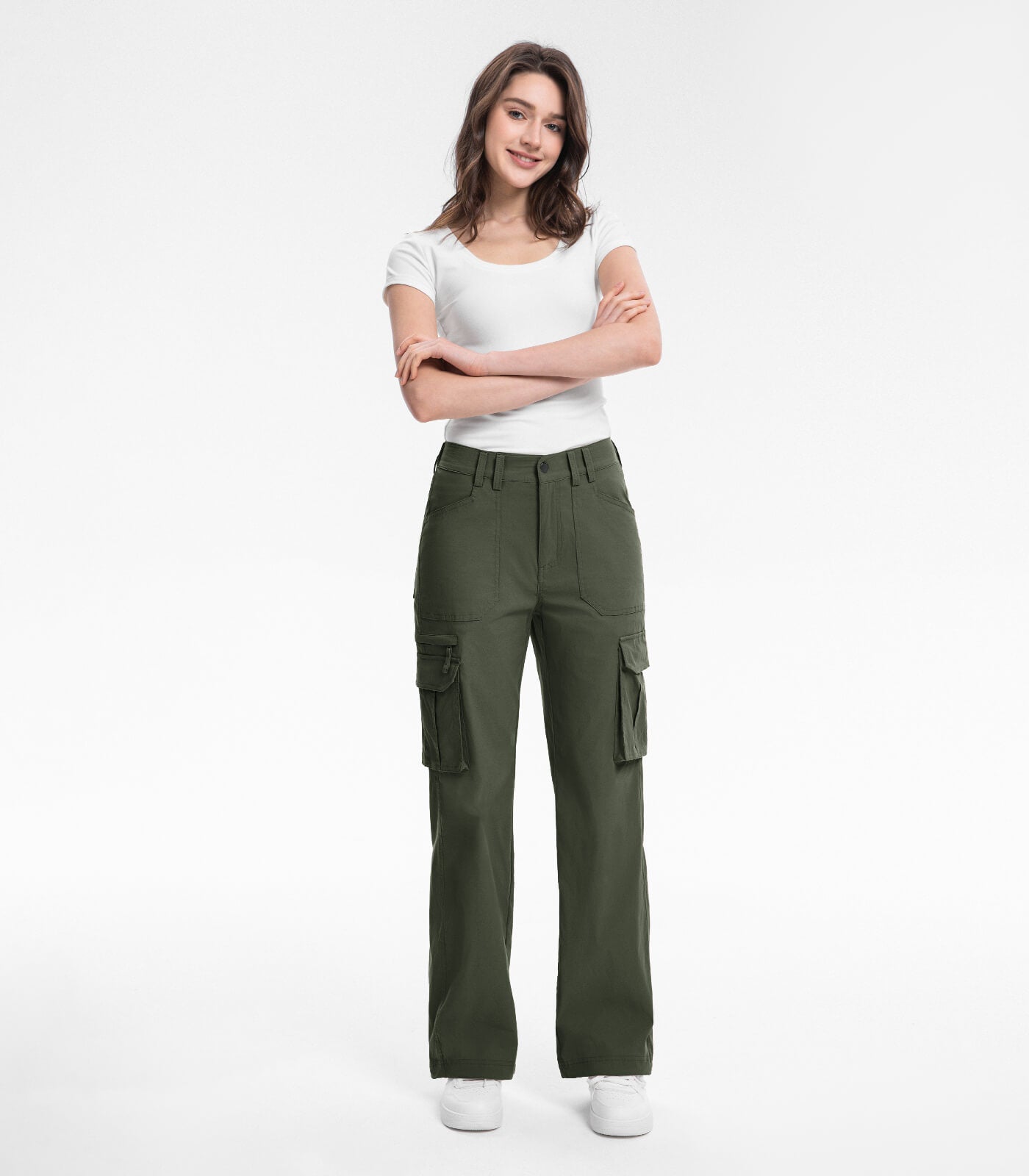 Pantaloni da trekking cargo da donna a vita alta - HikerFlex W037