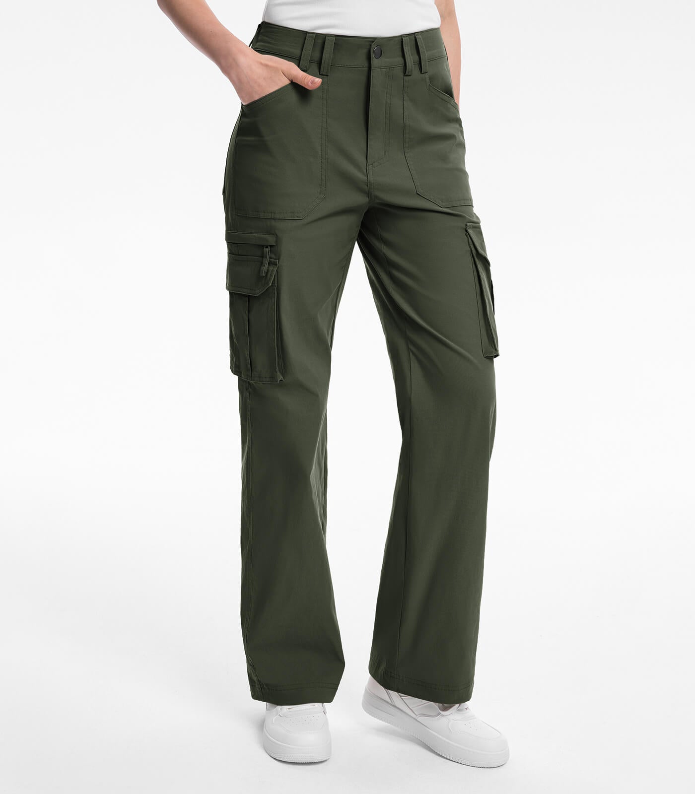 Pantaloni da trekking cargo da donna a vita alta - HikerFlex W037