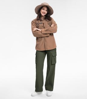 Pantaloni da trekking cargo da donna a vita alta - HikerFlex W037
