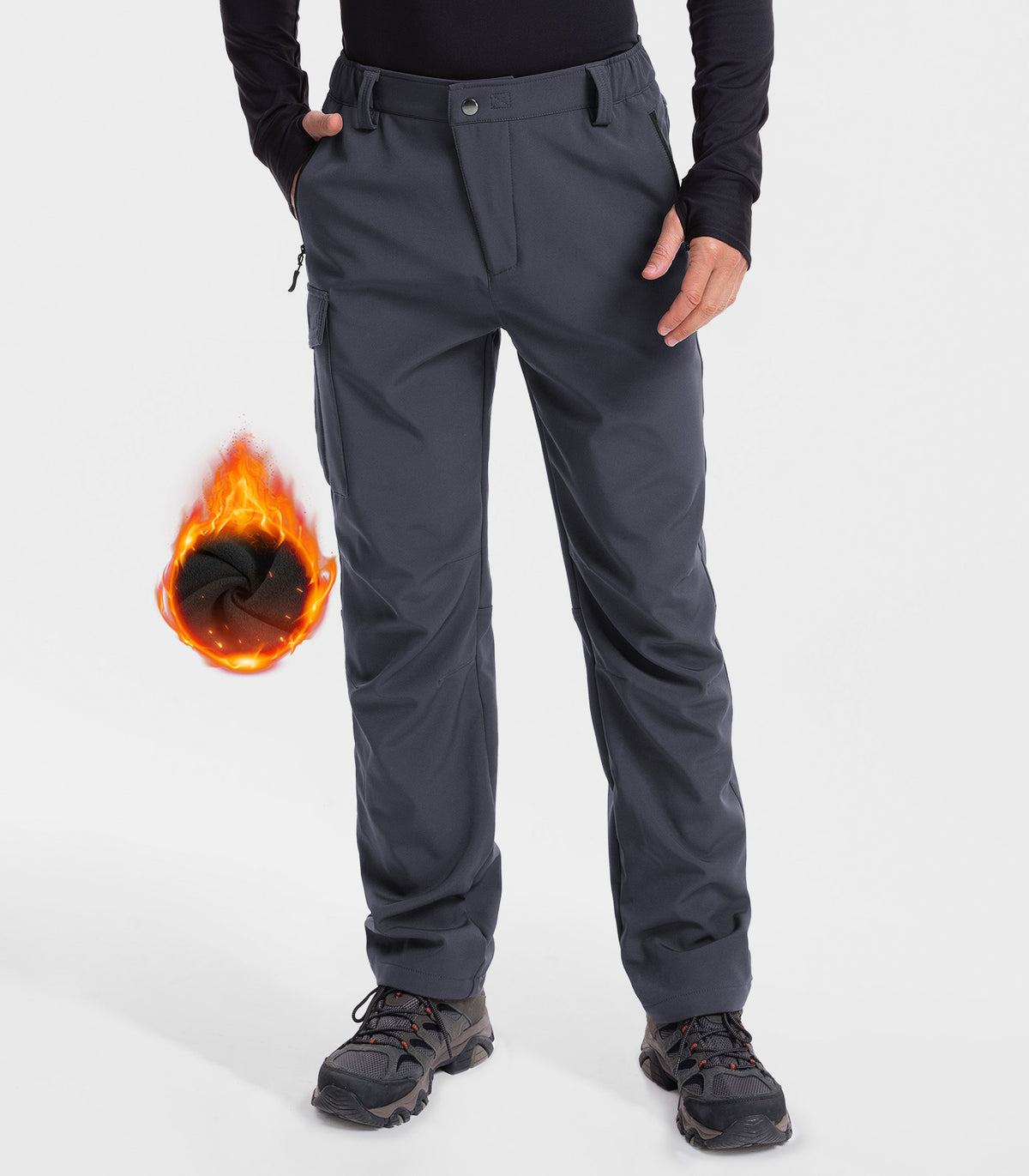 Men's Fleece Lined Hiking Pants #Color_grey