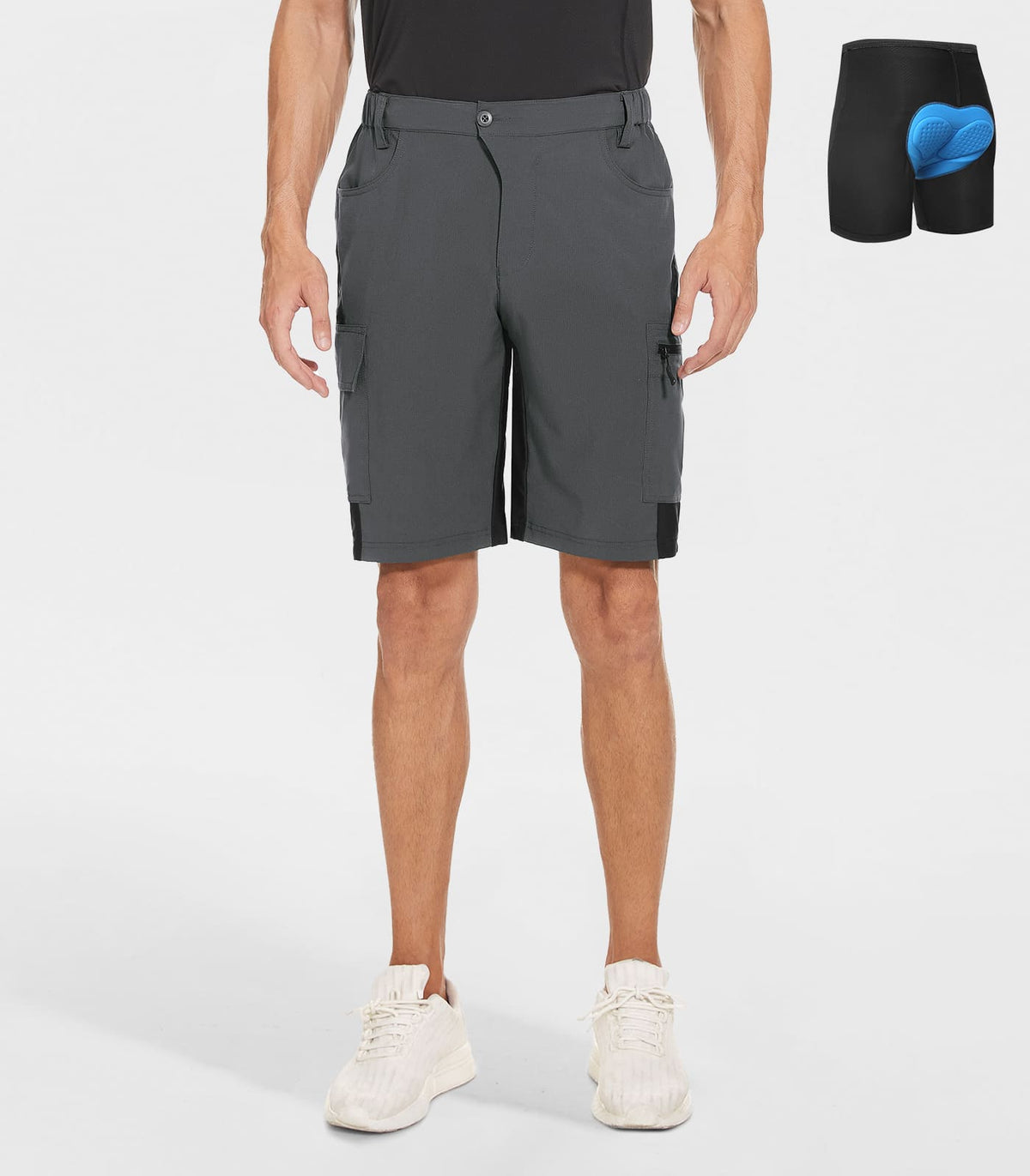 Mountain Bike Shorts Mens Padded MTB #Color_grey