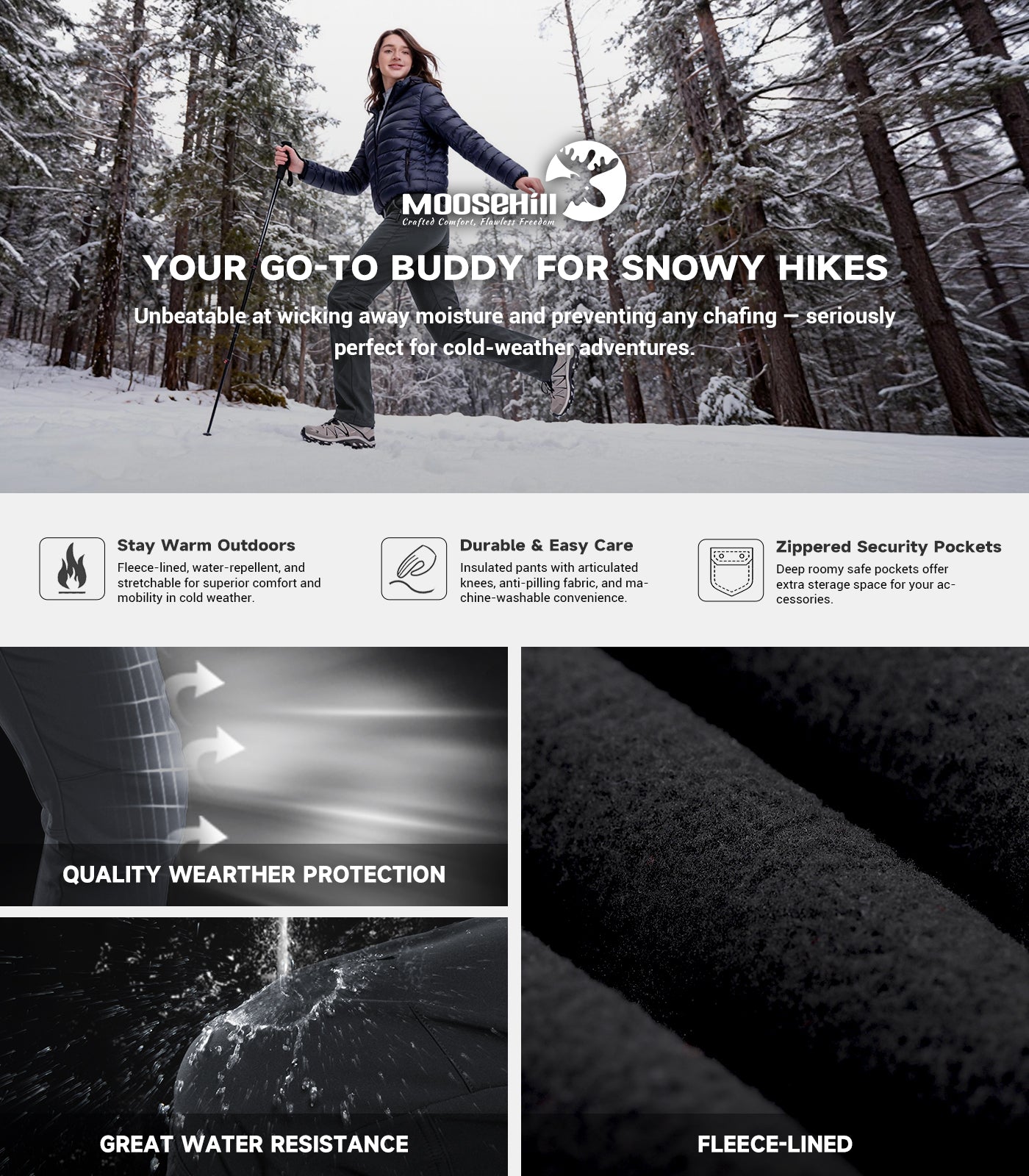 Pantalones de Senderismo para Esquí de Nieve para Mujer - SnowVenture W003