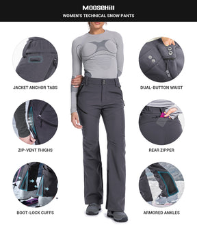 Pantaloni da sci da donna foderati in pile - SnowVenture W048