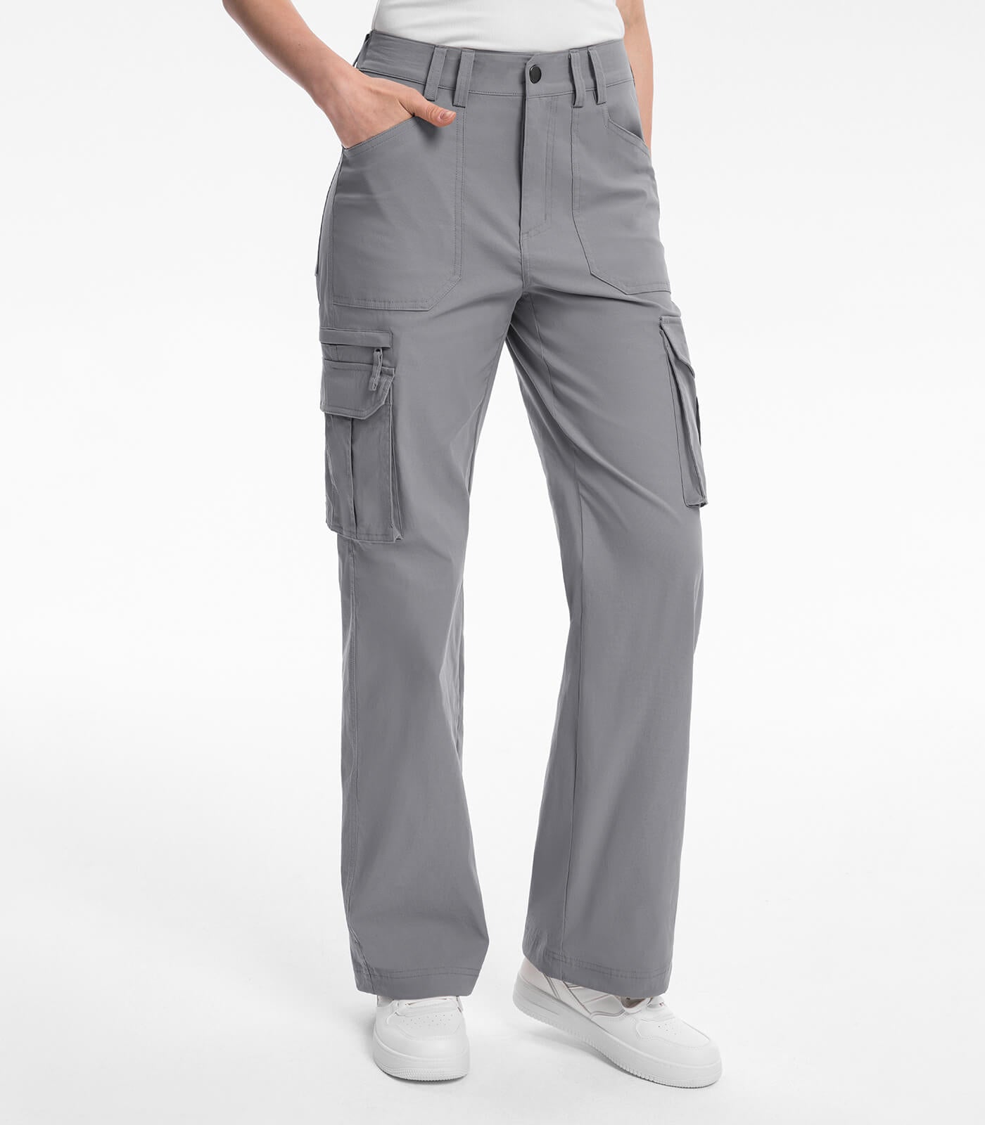 Pantaloni da trekking cargo da donna a vita alta - HikerFlex W037