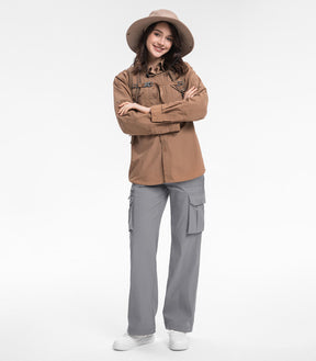 Pantaloni da trekking cargo da donna a vita alta - HikerFlex W037