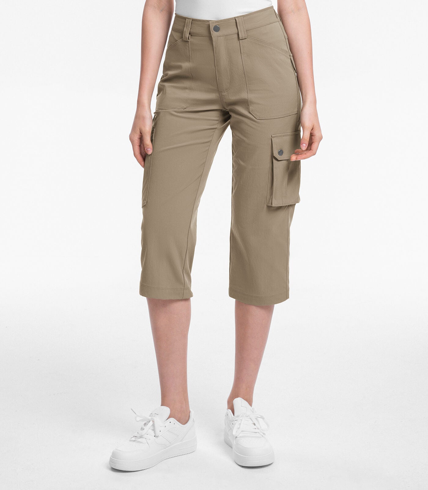 Women's Cargo Capris Pants High Waist Waterproof Hiking - HikerFlex W012