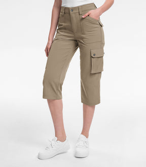 Women's Cargo Capris Pants High Waist Waterproof Hiking - HikerFlex W012