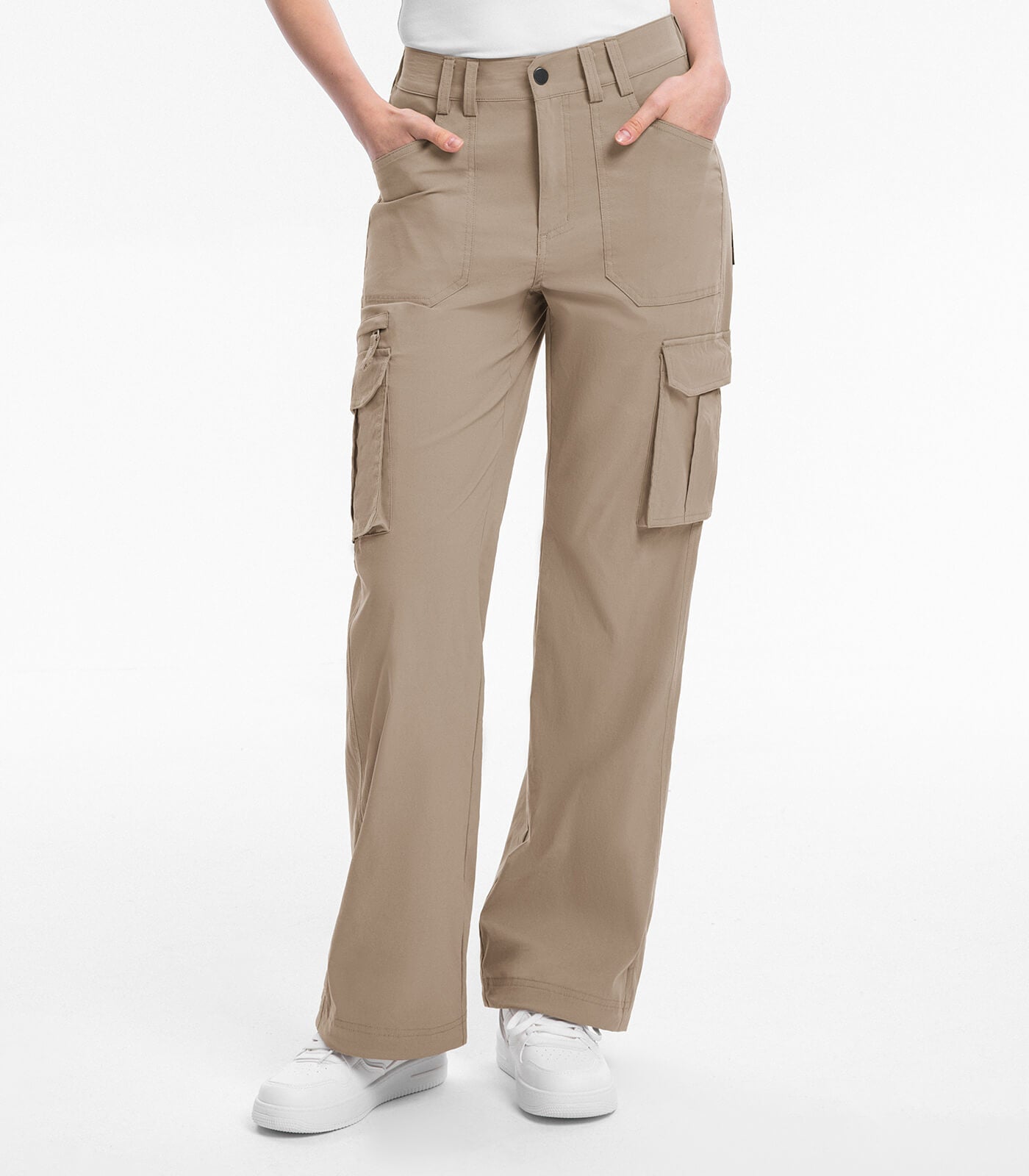Pantaloni da trekking cargo da donna a vita alta - HikerFlex W037