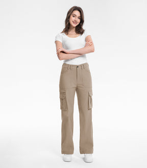 Pantaloni da trekking cargo da donna a vita alta - HikerFlex W037