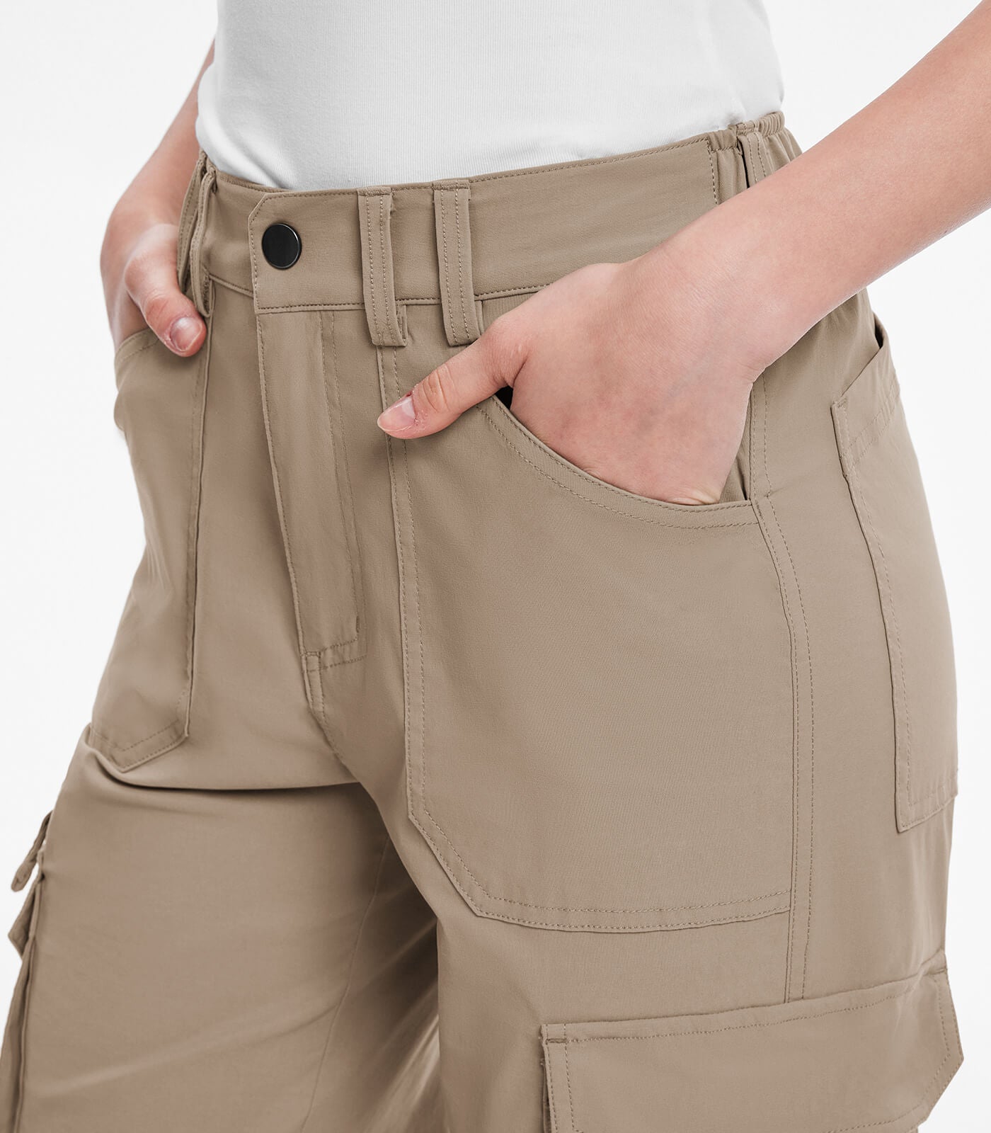 Pantaloni da trekking cargo da donna a vita alta - HikerFlex W037