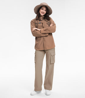 Pantaloni da trekking cargo da donna a vita alta - HikerFlex W037