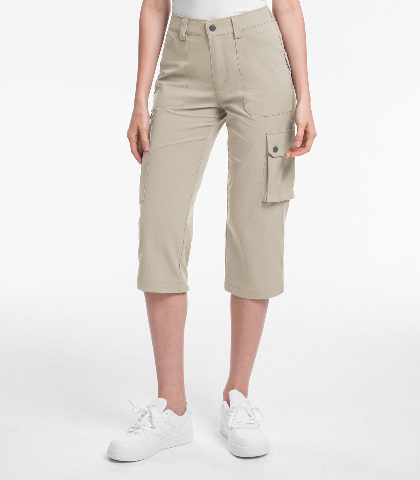 Women's Cargo Capris Pants High Waist Waterproof Hiking - HikerFlex W012