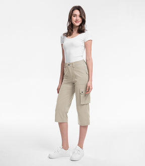 Women's Cargo Capris Pants High Waist Waterproof Hiking - HikerFlex W012