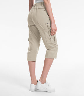 Women's Cargo Capris Pants High Waist Waterproof Hiking - HikerFlex W012